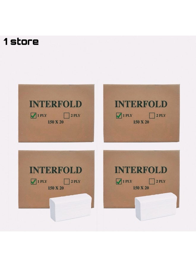 Best Intarfold Tissue paper Hand Towel  150×80 packs-12000 Pieces Ideal for kitchen Bathroom Table and Napkin use - Image 1